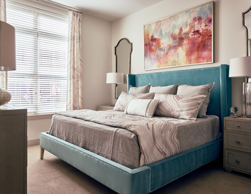 A designer apartment bedroom at Camden Carolinian designer apartment bedroom Camden Carolinian