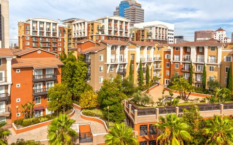 Camden Harbor View apartments in Long Beach, California.