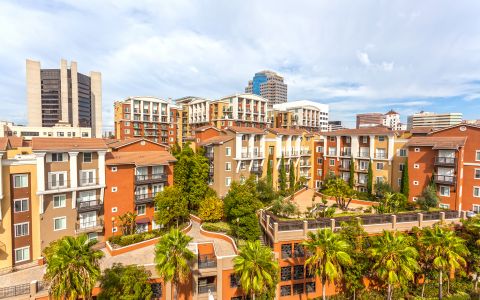 Camden Harbor View apartments in Long Beach, California.