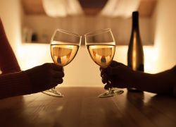 couple celebrating valentines day at apartment home couple celebrating valentines day at apartment home