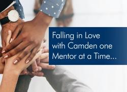 Falling in Love with Camden One Mentor At A Time team huddle of hands