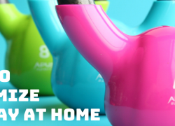 How to Maximize Leg Day at Home Header with neon kettle bells