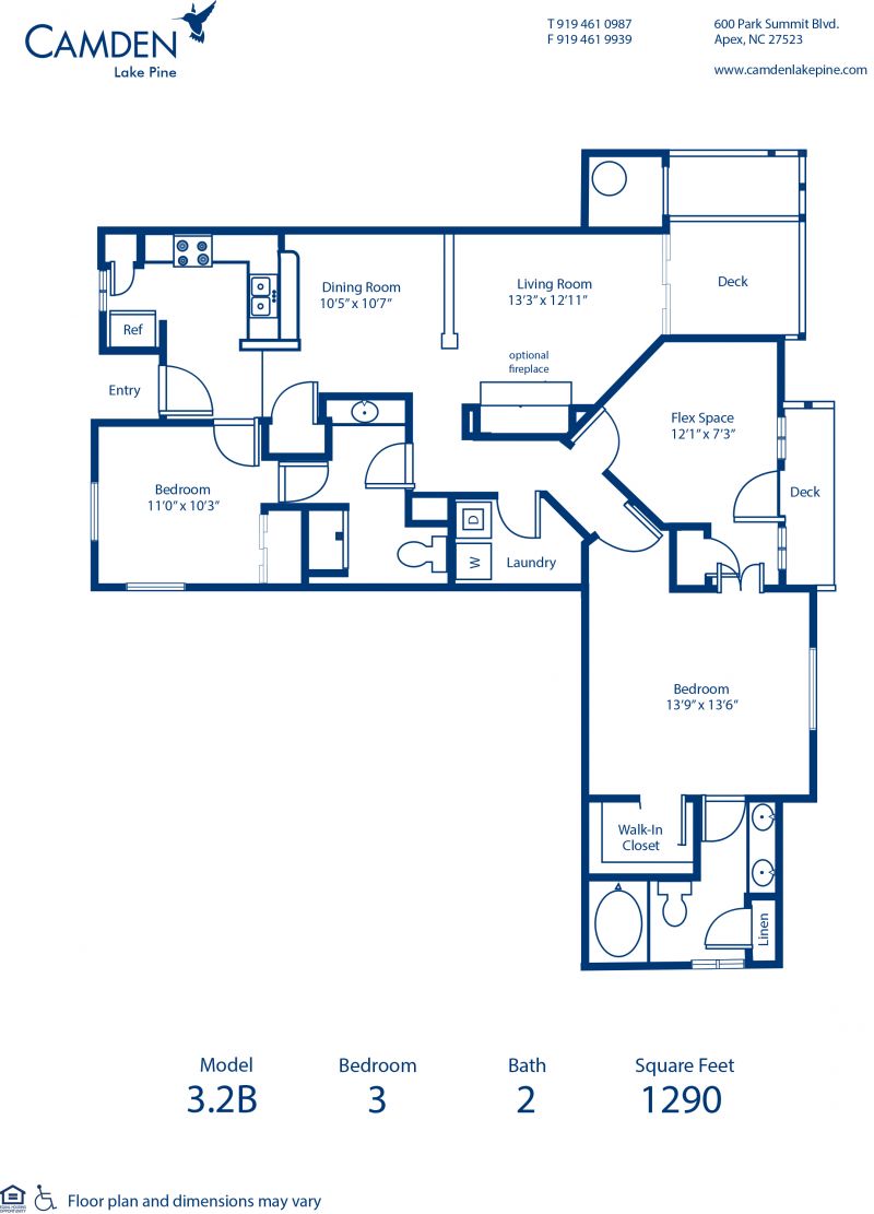 1, 2 & 3 Bedroom Apartments in Apex, NC Camden Lake Pine