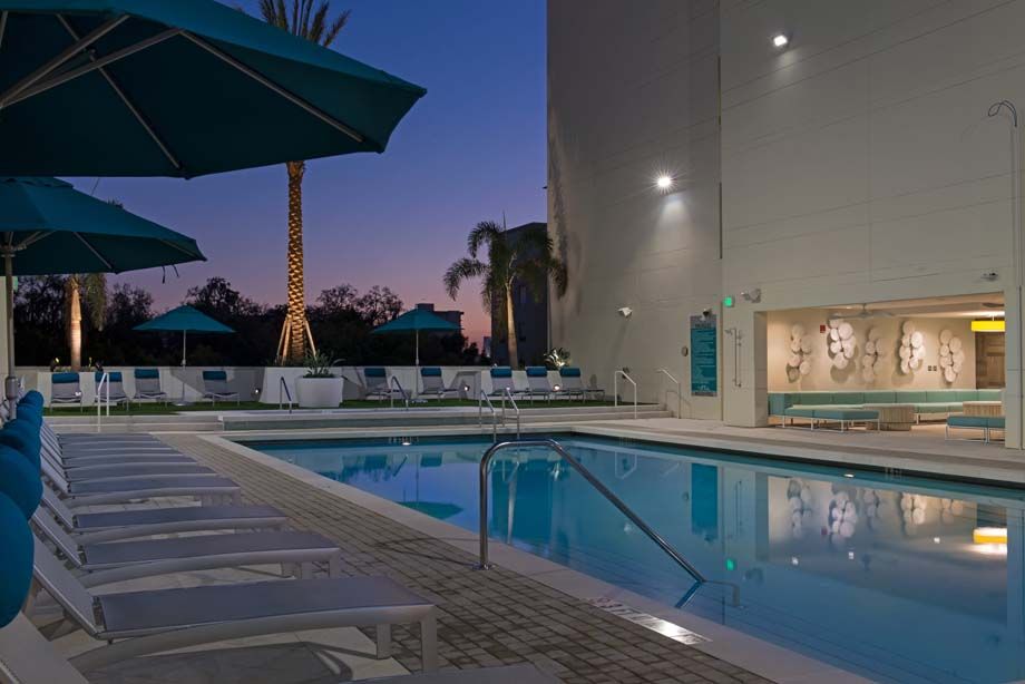 Resort-style swimming pool at Camden Thornton Park apartments in Orlando, FL