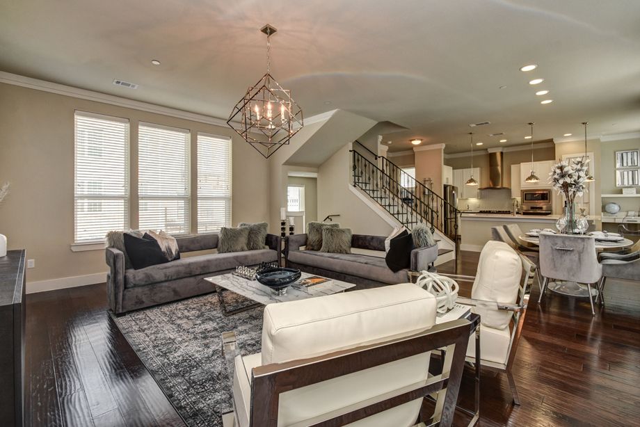 Living Room at Camden Highland Village townhomes in Houston, TX