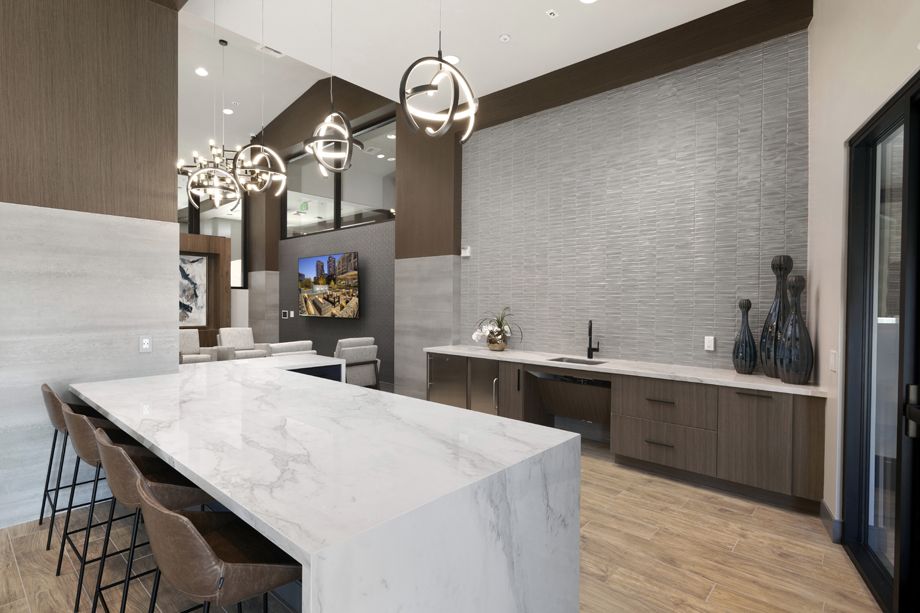 Resident Club Kitchen at Camden Harbor View Apartments in Long Beach, CA