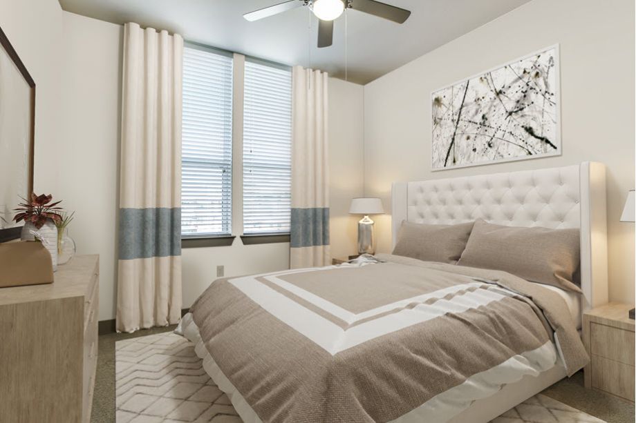 Townhome bedroom at Camden Belmont apartments in Dallas, TX