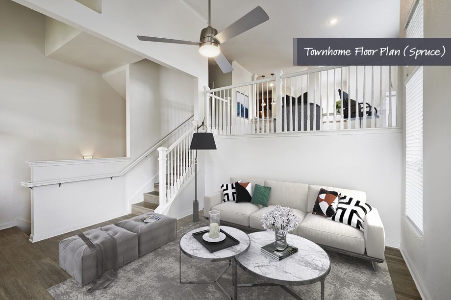 Townhome living room at Camden Cedar Hills apartments in Austin, TX