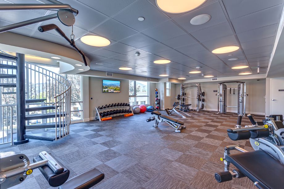 24-Hour Fitness Center with Strength Training Equipment at Camden Glendale apartments in Glendale, CA