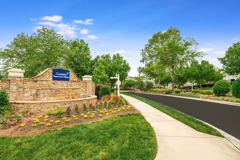 Monument signage at Camden Governors Village Apartments in Chapel Hill, NC