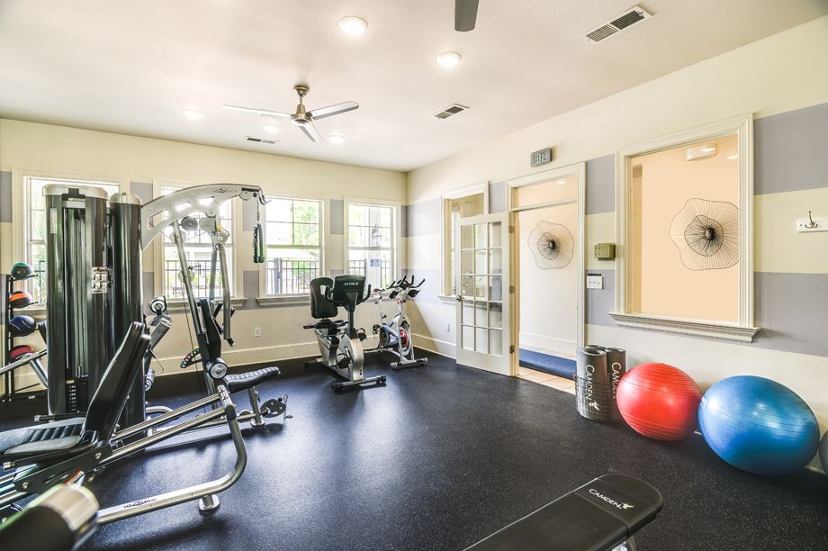 Fitness center at Camden Governors Village Apartments in Chapel Hill, NC