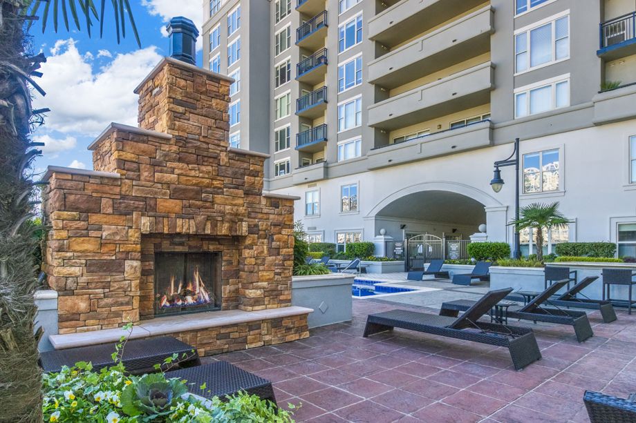 Outdoor Fireplace at Camden Grandview Townhomes in Charlotte, NC