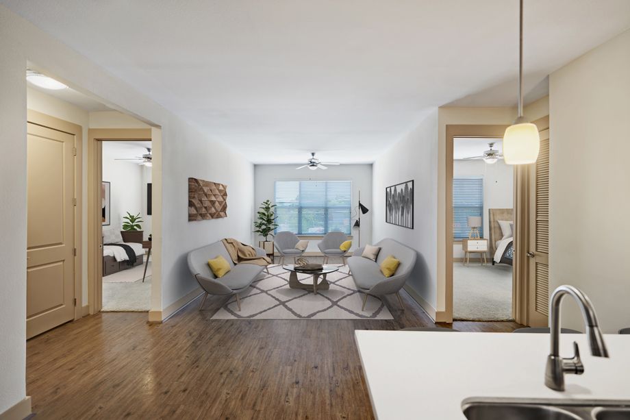 Large two bedroom living room at Camden Lamar Heights in Austin, TX