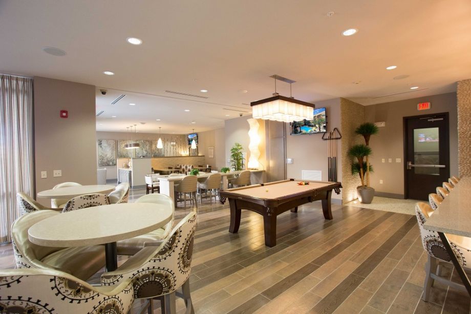 Resident lounge with billiards table at Camden Lamar Heights in Austin, TX