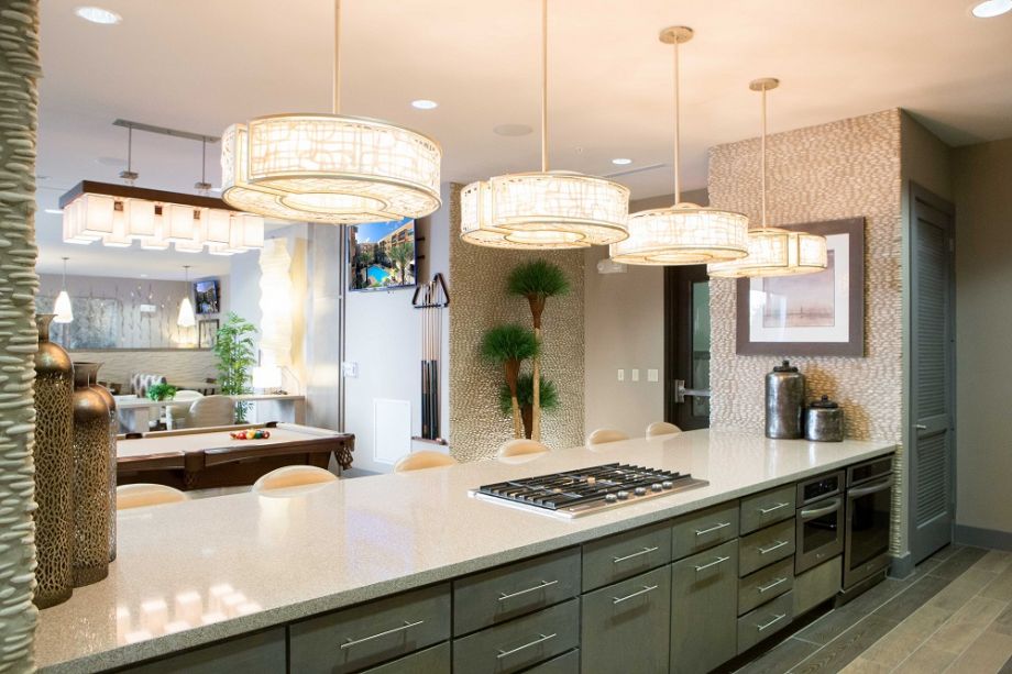 Resident lounge with kitchen at Camden Lamar Heights in Austin, TX