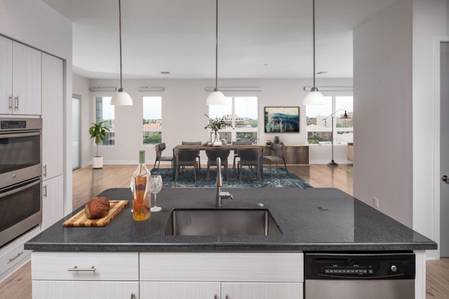 Large Kitchen Island in Penthouse Unit at Camden Old Town Scottsdale Apartments in Scottsdale, Arizona