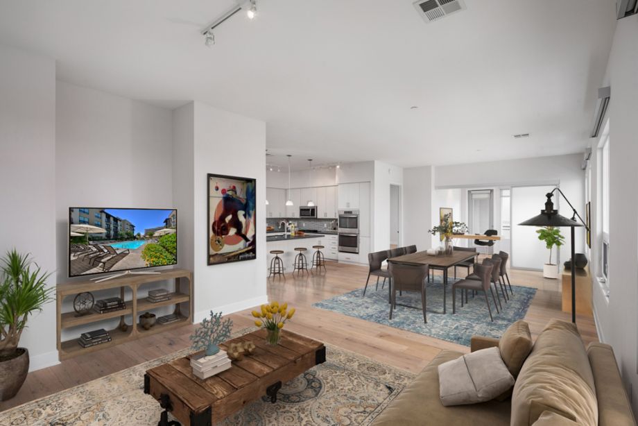 Penthouse Living Room at Camden Old Town Scottsdale Apartments in Scottsdale, Arizona