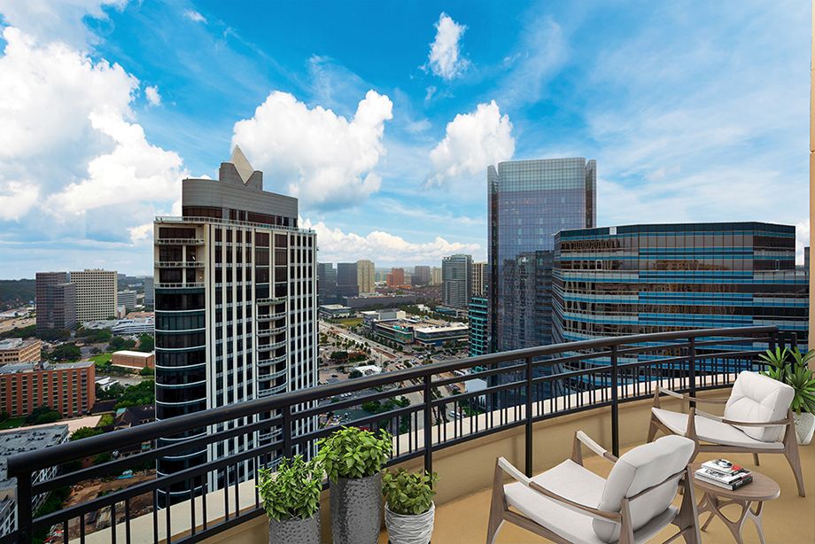 32nd Floor Balcony at Camden Post Oak High Rise Luxury Apartments