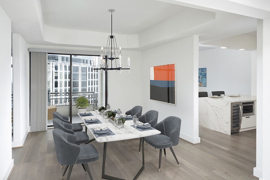 Penthouse Dining Room at Camden Post Oak High Rise Luxury Apartments