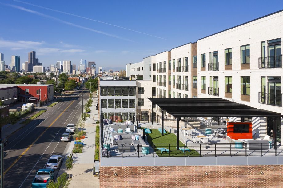 Camden RiNo apartments in Denver, Colorado live work top deck