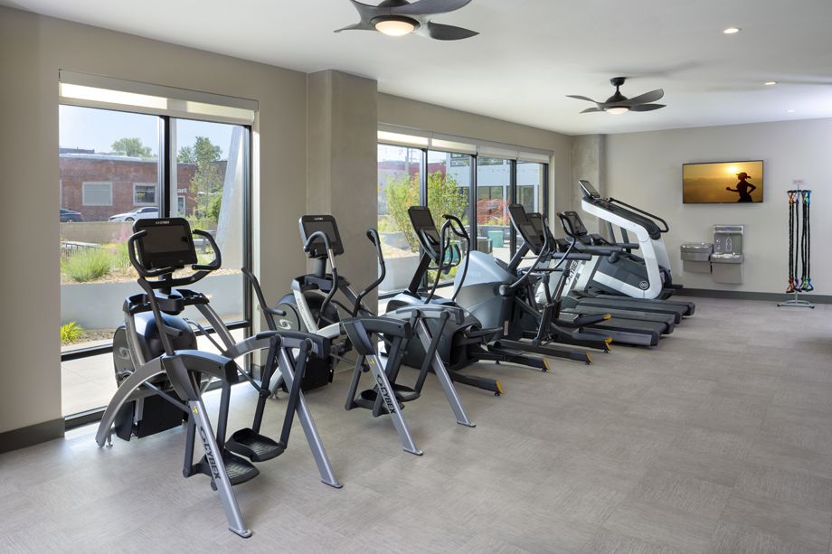Camden RiNo apartments in Denver, Colorado live work fitness center with cardio machines