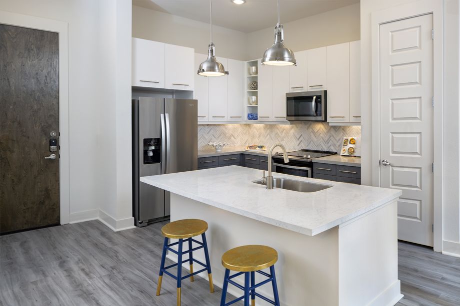 Camden RiNo apartments in Denver, Colorado live work kitchen