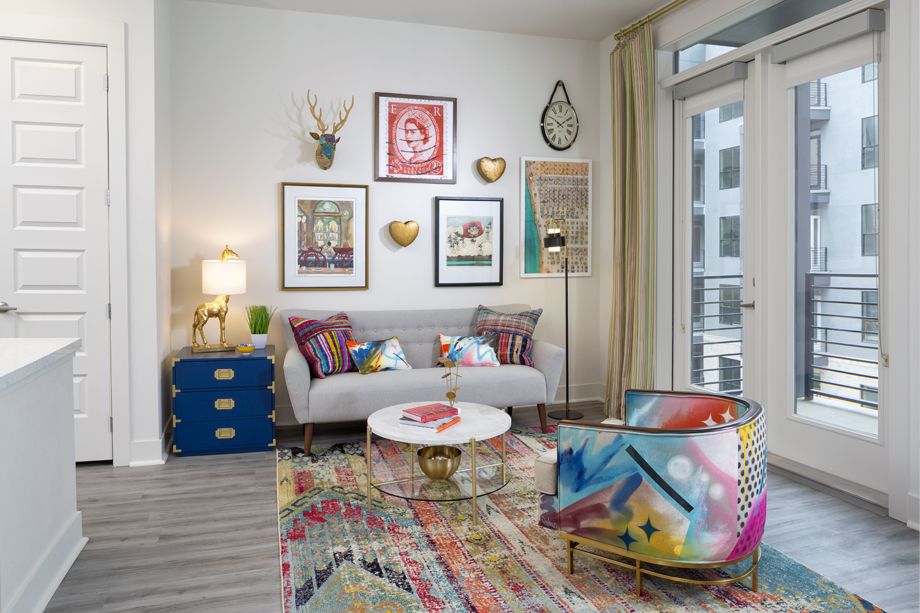 Camden RiNo apartments in Denver, Colorado live work living room
