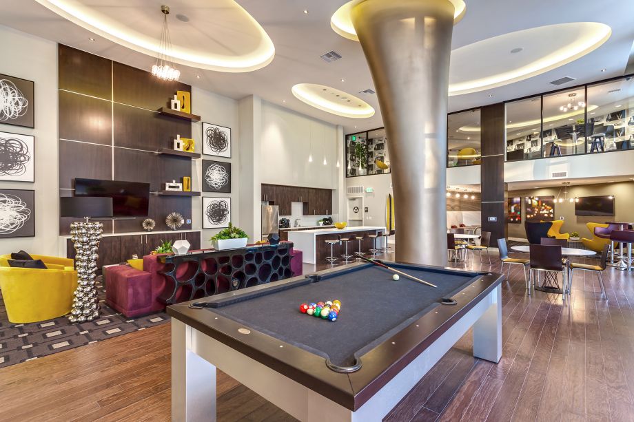 Resident Lounge with Billiards at Camden Glendale apartments in Glendale, CA