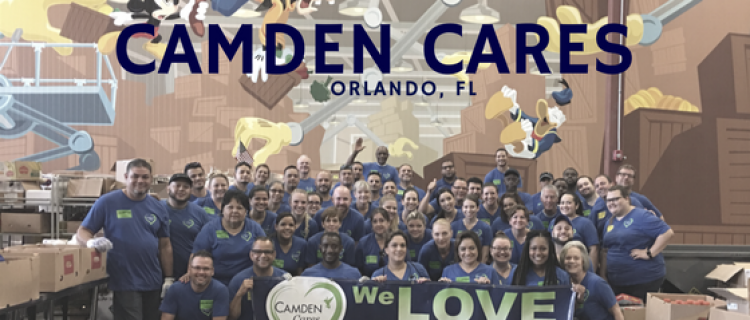 Orlando Camden Communities volunteering with Second Harvest Food Bank of Central Florida Camden Cares about Central Florida and Second Harvest Food Bank of Central Florida!