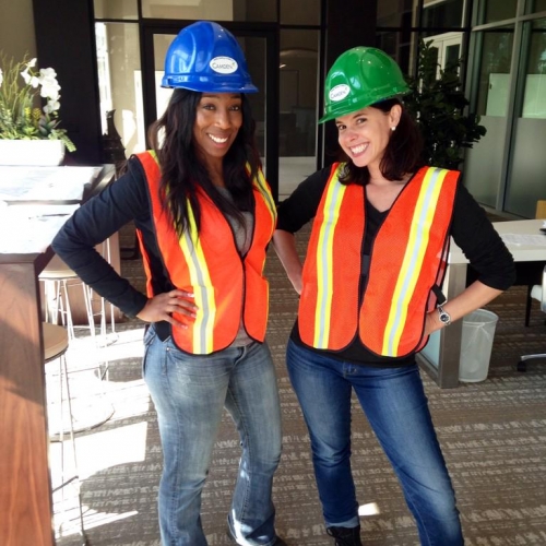 Camden employees touring a Camden community that is under construction in Glendale, California