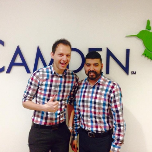 Camden employees dressed alike at the corporate office in Houston, Texas