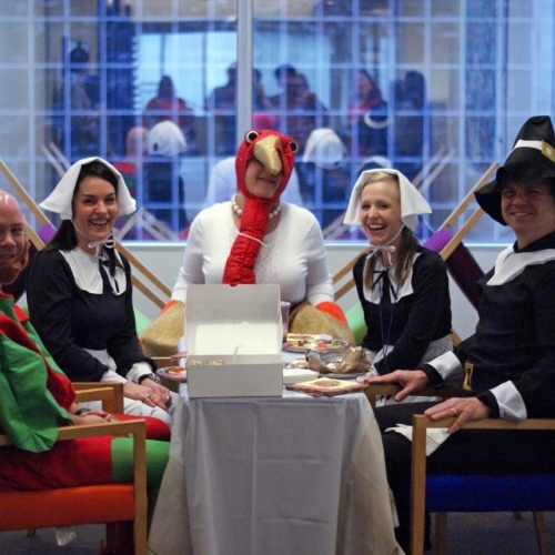 Camden employees having fun at the corporate office in Houston, Texas